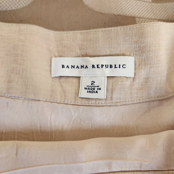 BANANA REPUBLIC WOMENS SKIRT SZ 2 GOLD TONE SILK  HALF CIRCLE - Picture 6 of 10